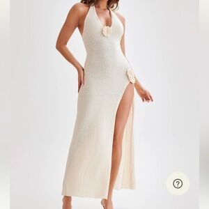 Meshki Cream Halter Maxi Dress